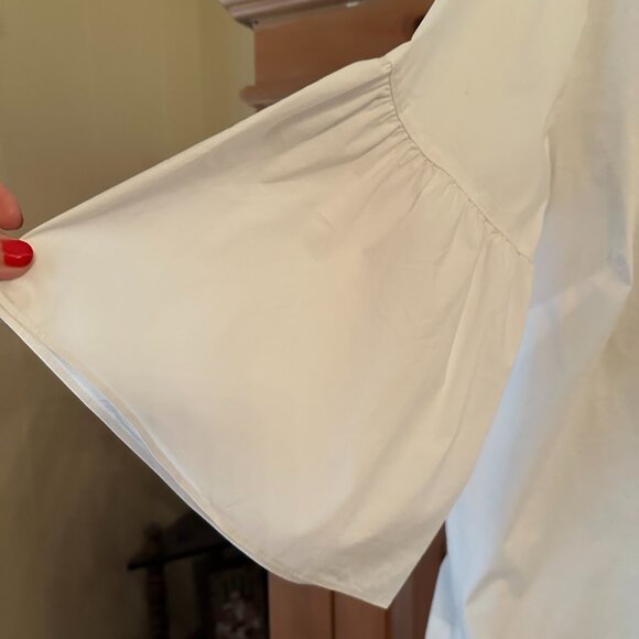 Ralph Lauren Boat Neck Bell Sleeve White Blouse - Picture 5 of 16